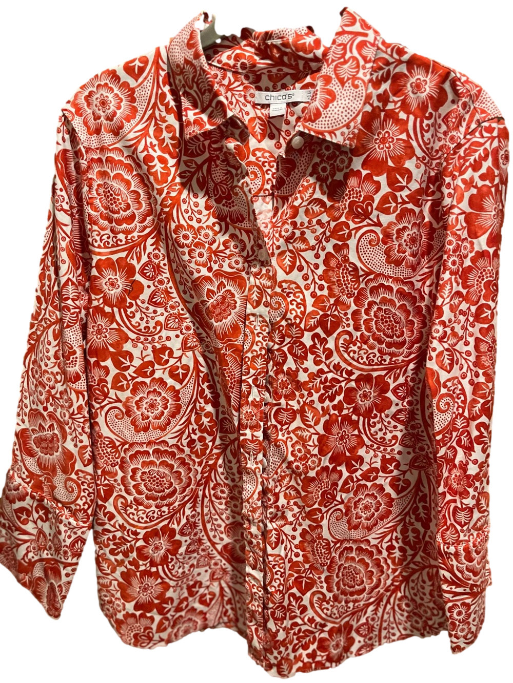 76. WOMENS CHICO’S 1.5/M DETAIL TOP